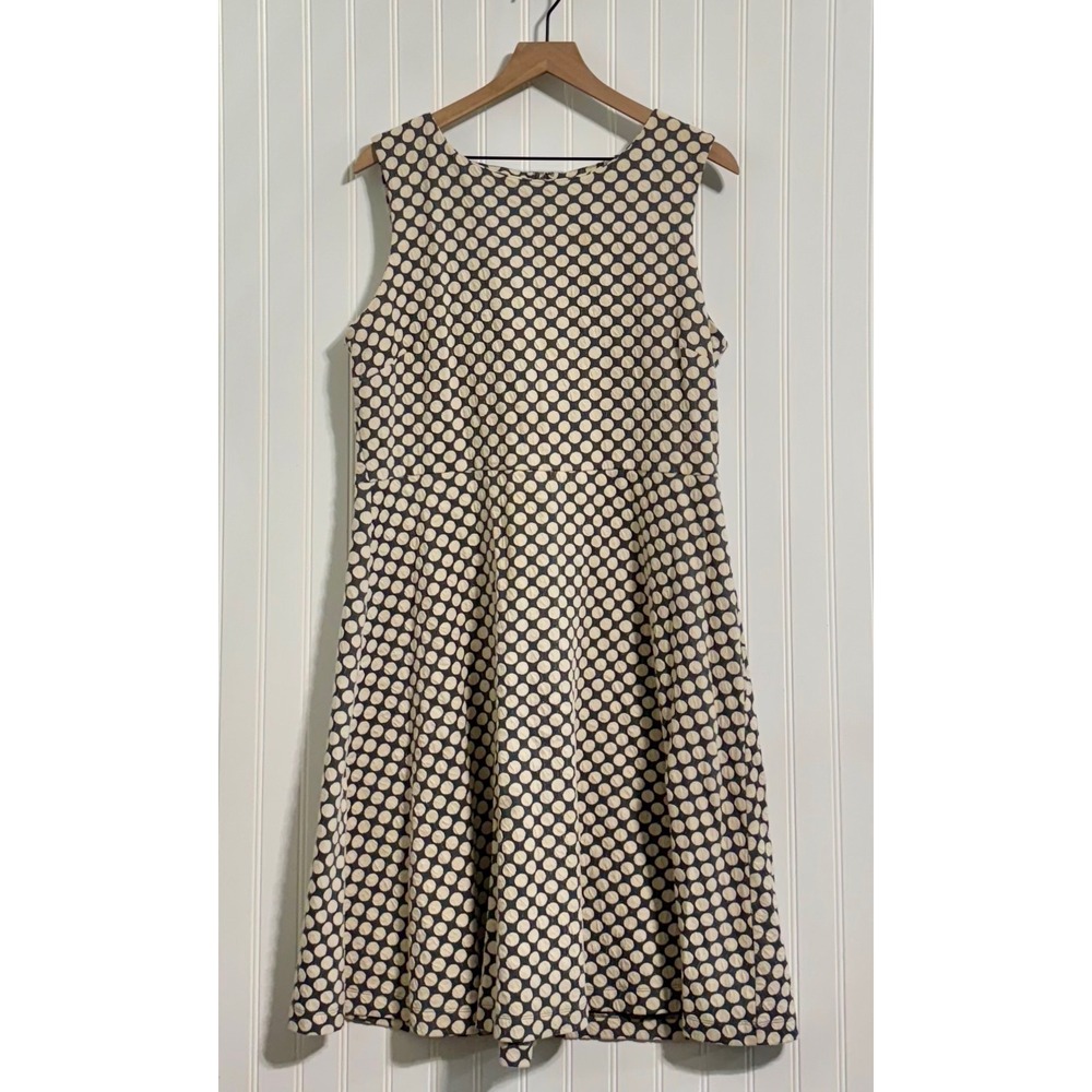 Talbots Polka Dot Dress XL Sleeveless A-Line Navy White Preppy Coastal Grandma